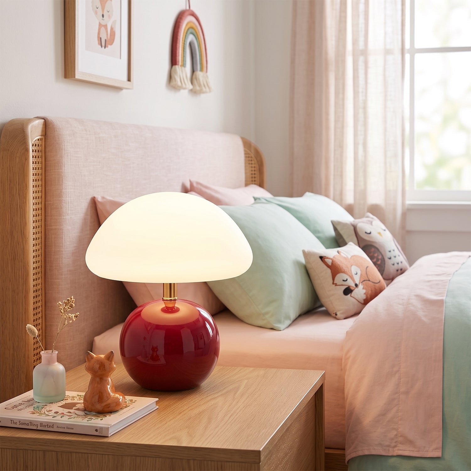 Keramische Tafellamp met Rotomold Kap - Warm Wit LED 3000K - Ø 20 cm - Scandinavische Designlamp | Sansoti