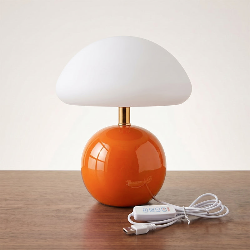 Keramische Tafellamp met Rotomold Kap - Warm Wit LED 3000K - Ø 20 cm - Scandinavische Designlamp | Sansoti