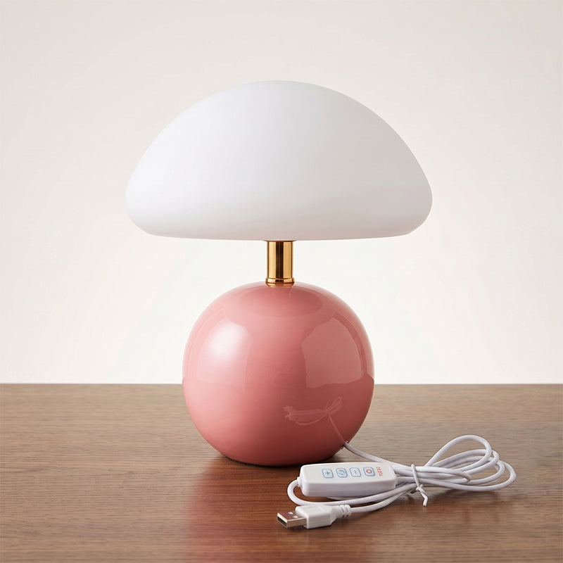 Keramische Tafellamp met Rotomold Kap - Warm Wit LED 3000K - Ø 20 cm - Scandinavische Designlamp | Sansoti