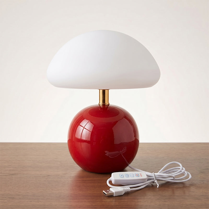 Keramische Tafellamp met Rotomold Kap - Warm Wit LED 3000K - Ø 20 cm - Scandinavische Designlamp | Sansoti