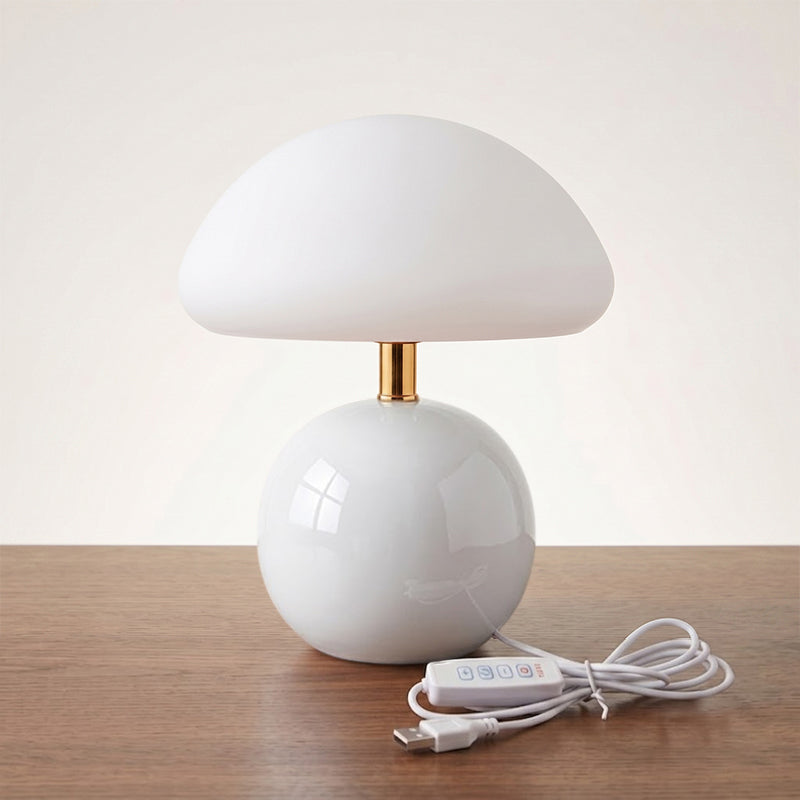 Keramische Tafellamp met Rotomold Kap - Warm Wit LED 3000K - Ø 20 cm - Scandinavische Designlamp | Sansoti