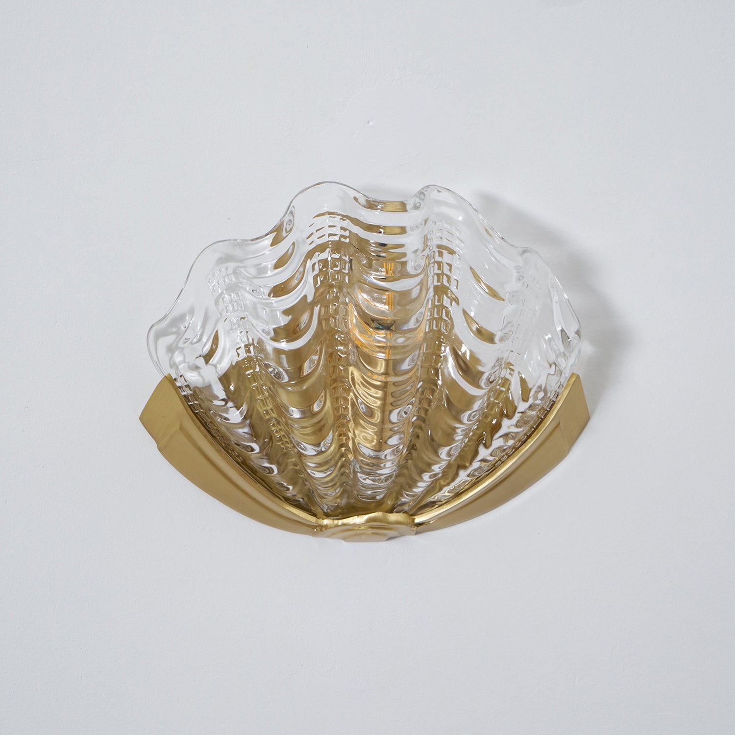 Glazen Wandlamp Schelp Design Messing & Glas Luxe Afwerking voor Gang en Slaapkamer | Sansoti