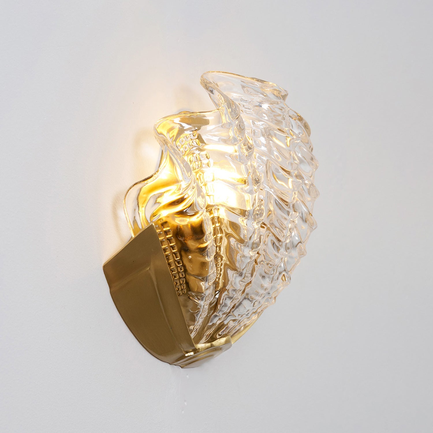 Glazen Wandlamp Schelp Design Messing & Glas Luxe Afwerking voor Gang en Slaapkamer | Sansoti