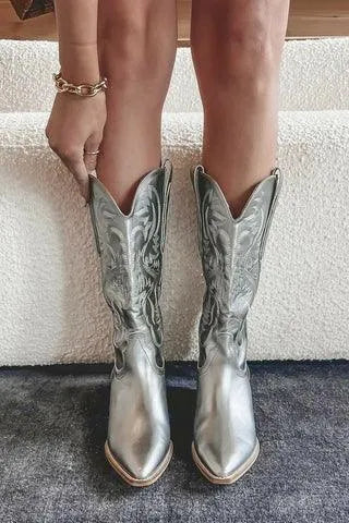 Western Laarzen Vrouwen Hoge Schacht Stoer Stijlvol Kunstleer Dames Cowboystijl Mode Kniehoog Comfortabel | Sansoti