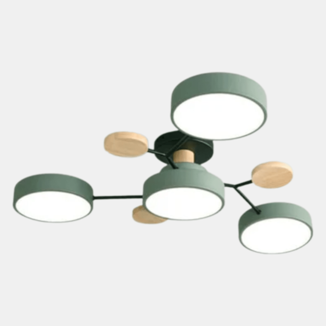Runde LED-Deckenleuchte Holz Metall Modernes minimalistisches Design 89cm Warmweiß Beleuchtung Wohnzimmer Schlafzimmer | Sansoti