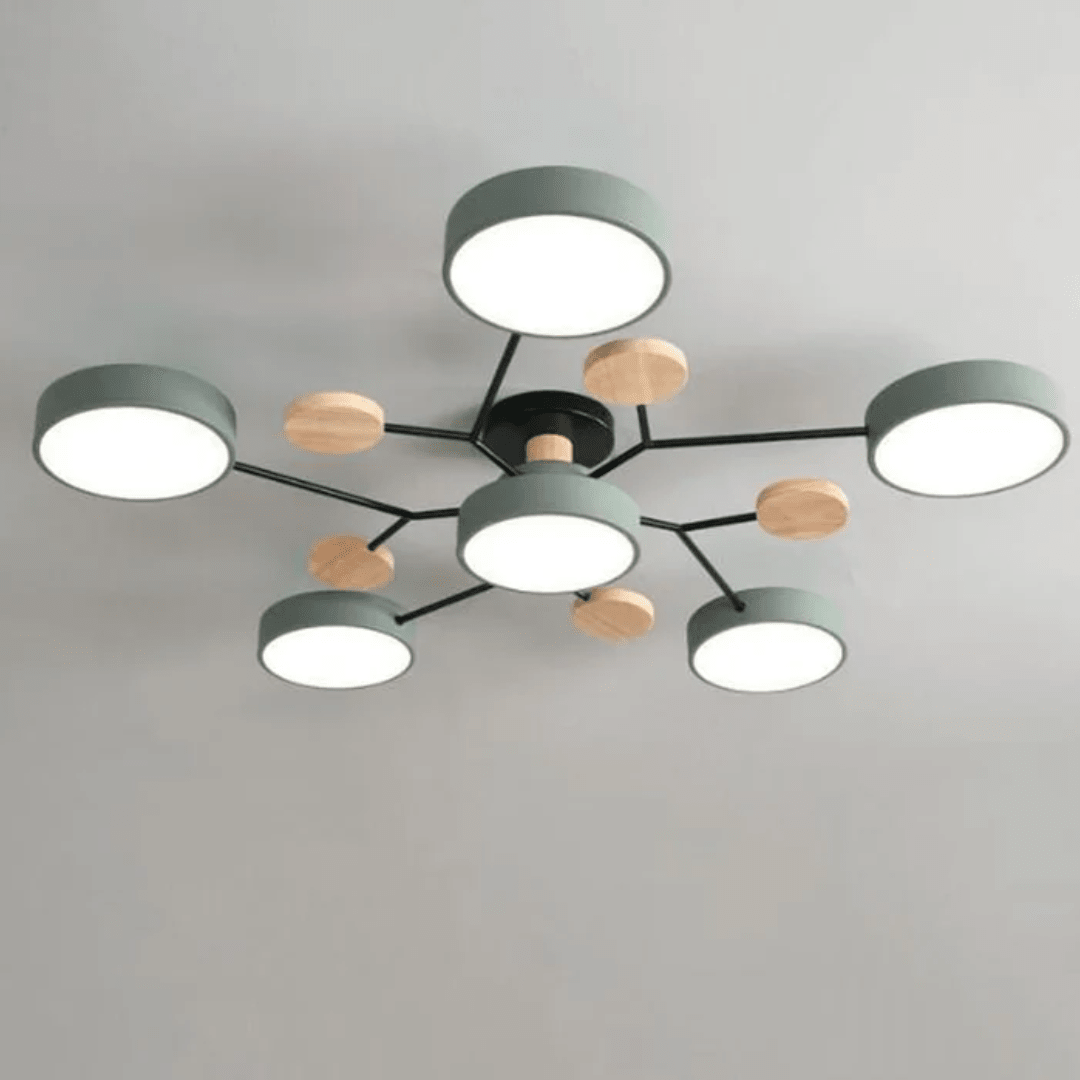 Runde LED-Deckenleuchte Holz Metall Modernes minimalistisches Design 89cm Warmweiß Beleuchtung Wohnzimmer Schlafzimmer | Sansoti