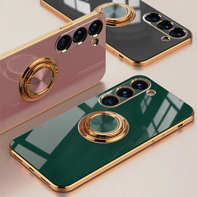 Phone Case with Ring Holder and Magnetic Car Mount Function for Samsung Galaxy Models Protective | Sansoti