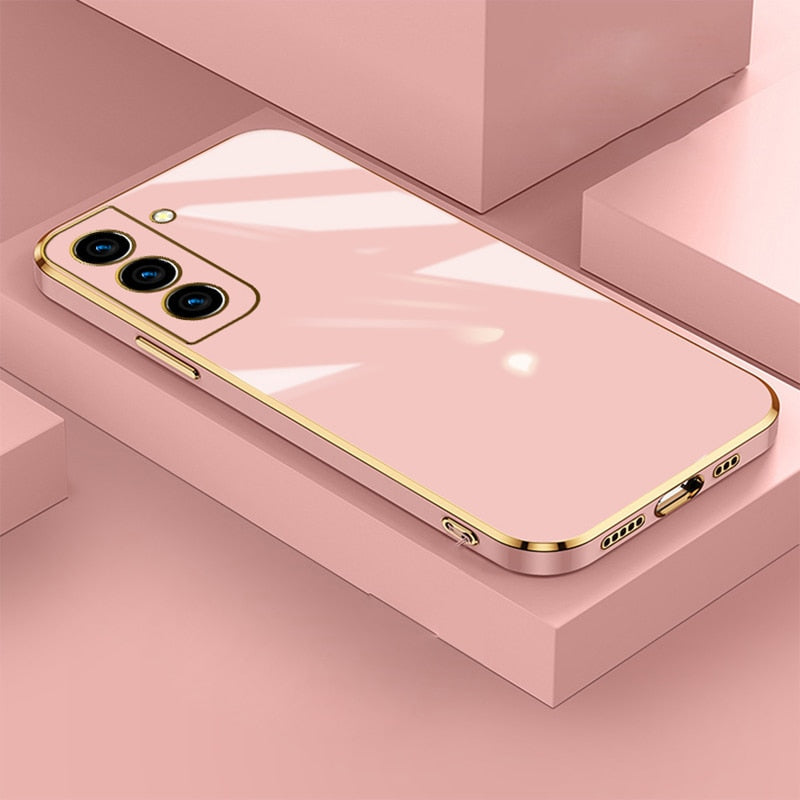 Etui na telefon ze złotą obwódką do Samsung Galaxy | Ochronne etui z TPU z miękką podszewką z mikrofibry | Sansoti