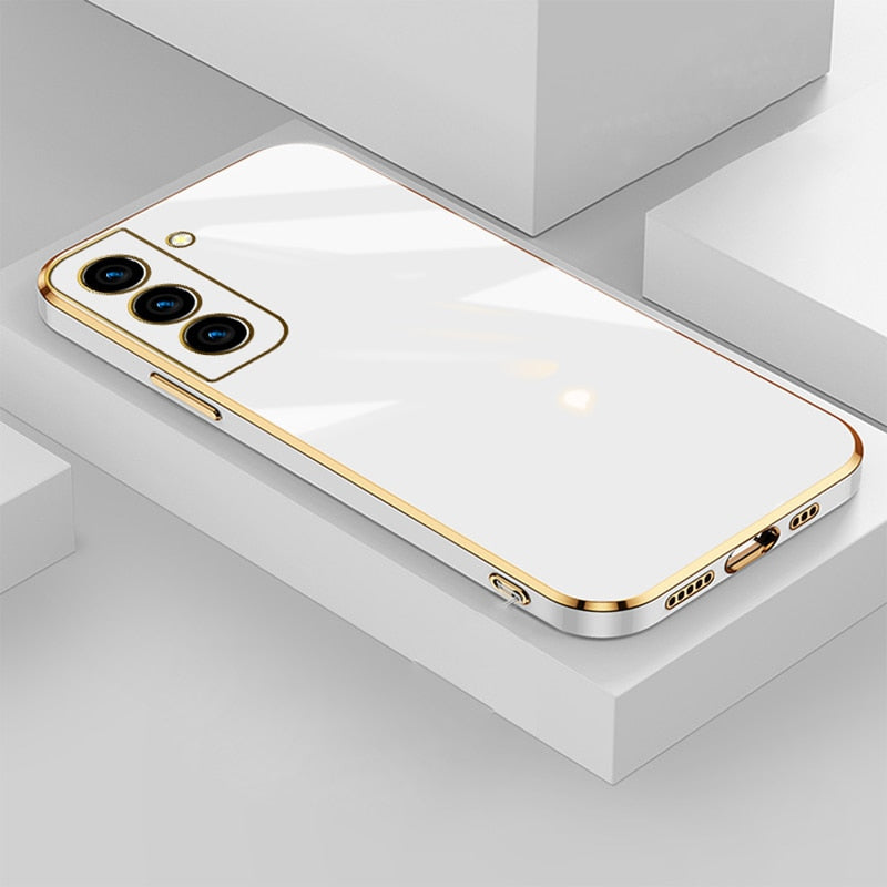 Etui na telefon ze złotą obwódką do Samsung Galaxy | Ochronne etui z TPU z miękką podszewką z mikrofibry | Sansoti