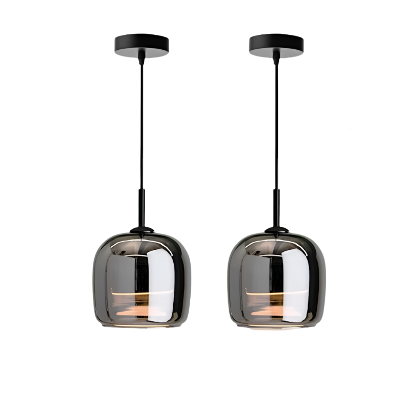 Suspension Noir Verre Scandinave Nordique LED E27 16cm Lampe Suspendue Cuisine Salon Luxe | Restfield
