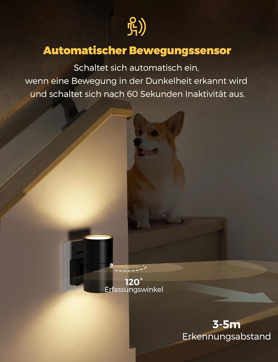 Dimbare LED Nachtlamp Stekker Wandlamp Warm Wit 3000K Slaapkamer Hal Kinderkamer Sfeerverlichting Compact | Sansoti