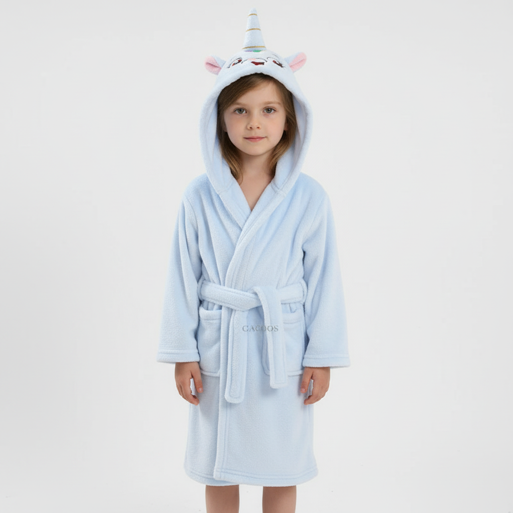 Zachte Kinderbadjas Fluffy Fleece met Capuchon Ochtendjas Jongens Meisjes 2-12 Jaar Warme Badjassen Badkamer | Sansoti