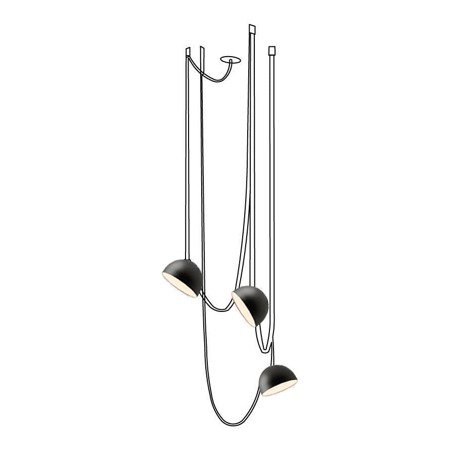 Moderne Pendelleuchte mit verstellbaren Riemen, LED, Schwarz-Orange, 1, 3 oder 5 Lichtquellen, Glaskugel, Esszimmer, Wohnzimmer | Sansoti