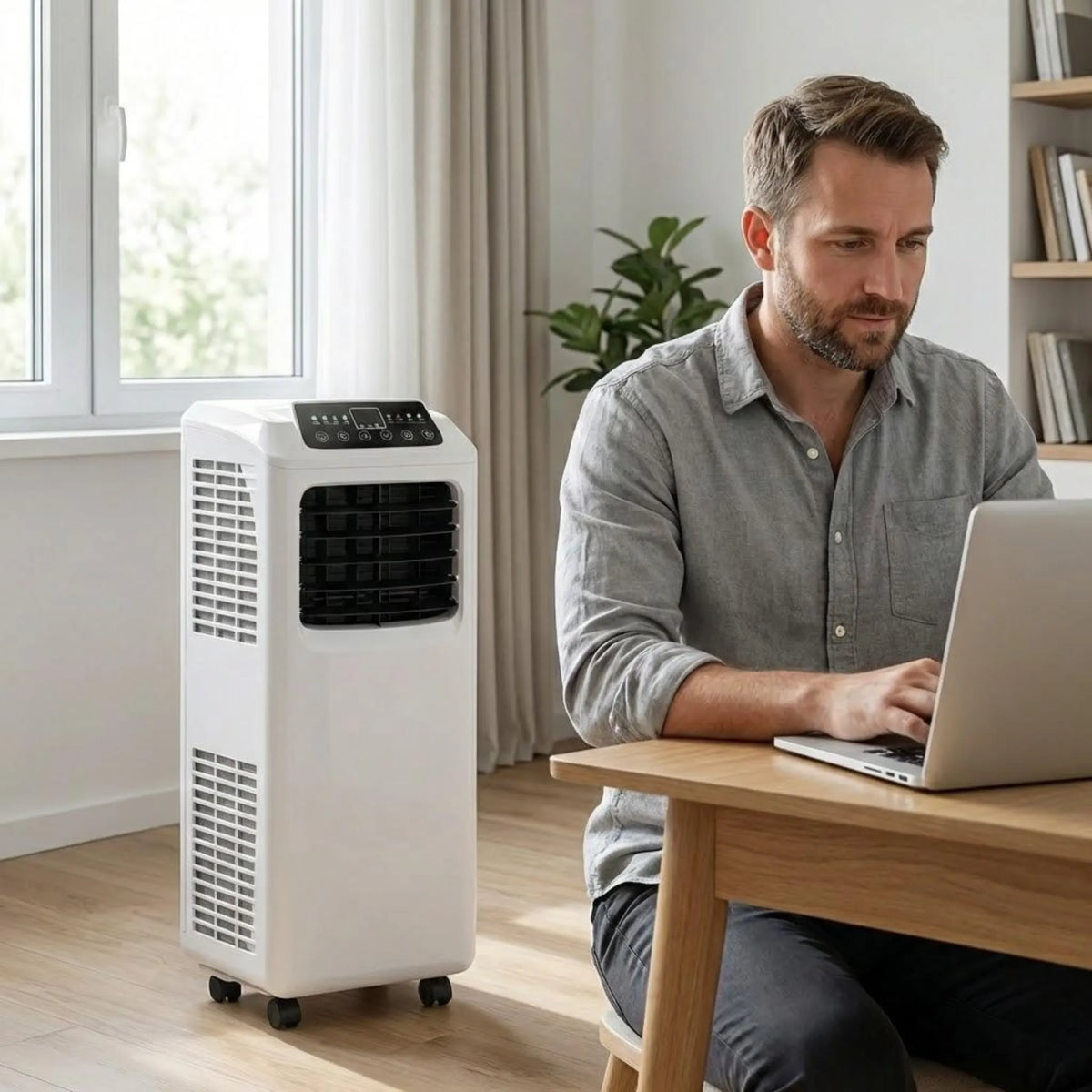 Przenośny klimatyzator 9000 BTU z osuszaczem, pilotem zdalnego sterowania i timerem do sypialni i salonu o powierzchni do 23 m² | Sansoti