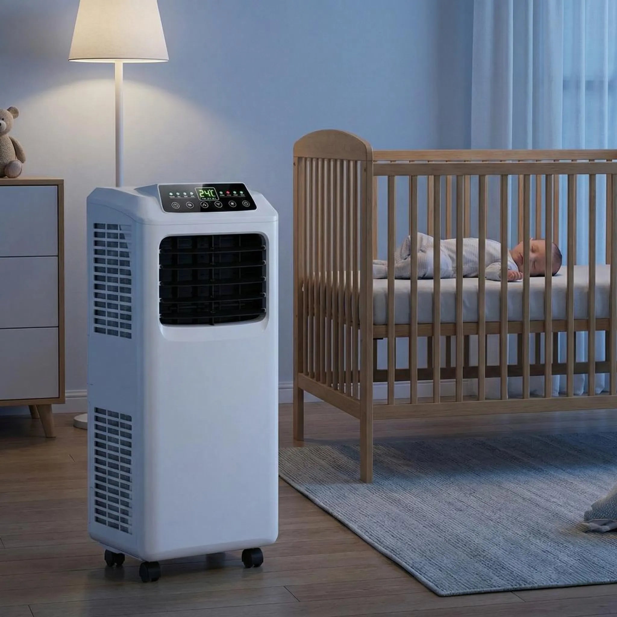 Przenośny klimatyzator 9000 BTU z osuszaczem, pilotem zdalnego sterowania i timerem do sypialni i salonu o powierzchni do 23 m² | Sansoti