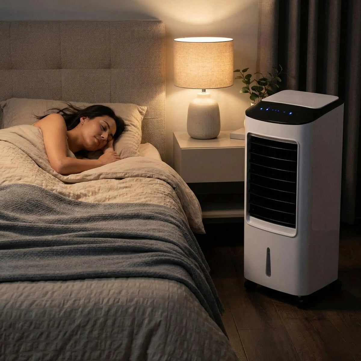 Przenośny klimatyzer na kółkach, moc chłodzenia 2300 W, cichy wentylator, chłodzenie ewaporacyjne pomieszczeń, sypialnia | Sansoti
