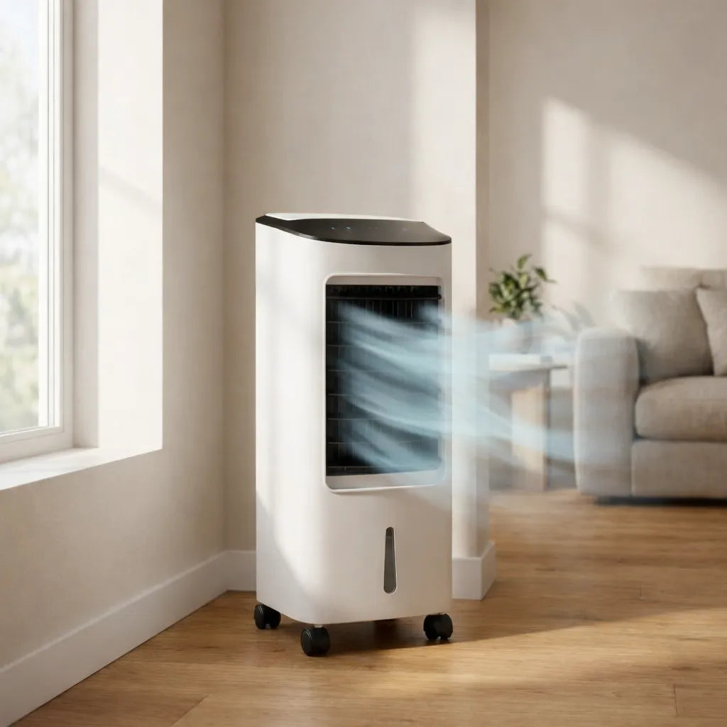 Przenośny klimatyzer na kółkach, moc chłodzenia 2300 W, cichy wentylator, chłodzenie ewaporacyjne pomieszczeń, sypialnia | Sansoti