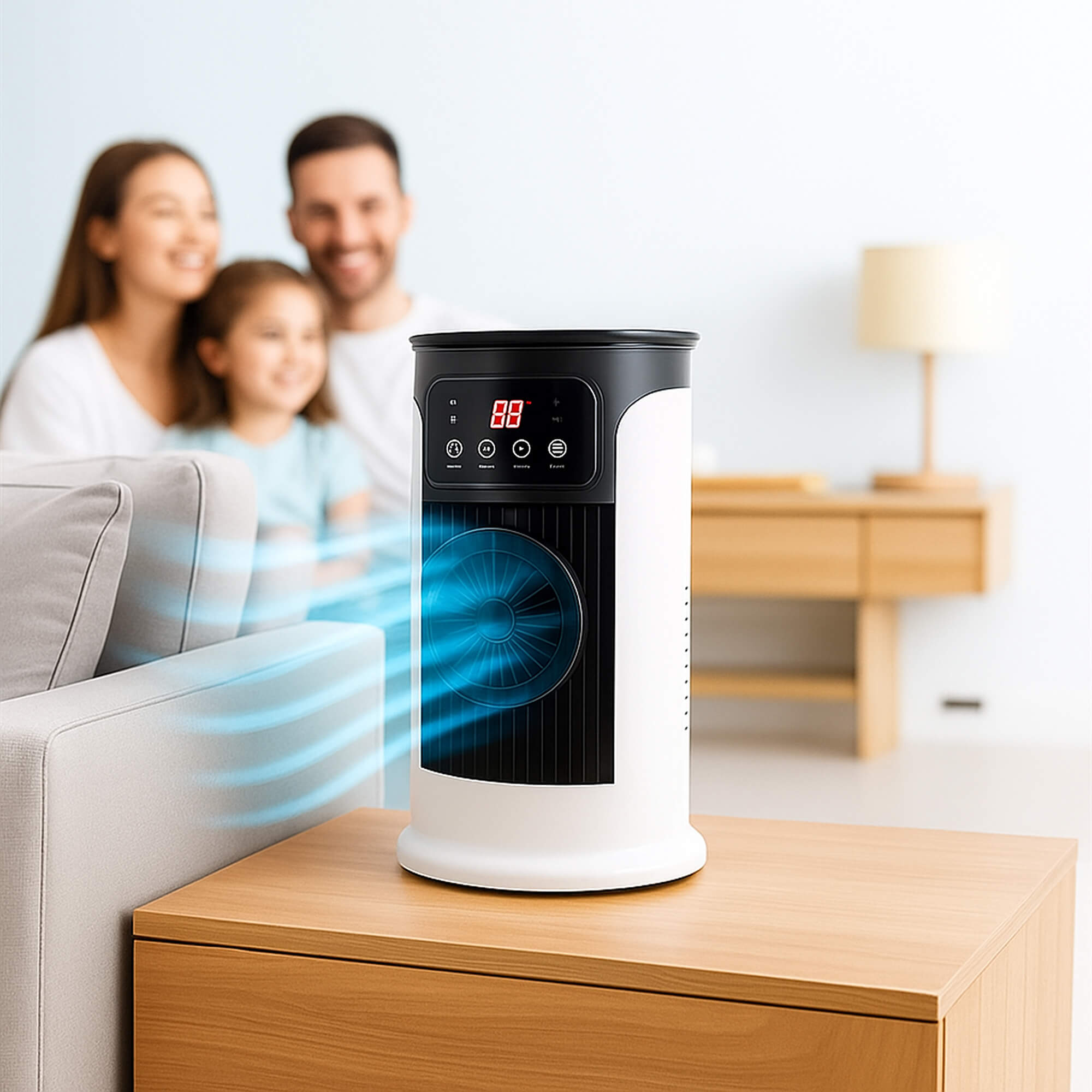 Mobile Air Cooler with Nebulizer | Frameless Evaporative Cooler for Home and Office | 300ml Water Tank | Whisper Quiet <23dB | Energy Efficient 18W | Sansoti