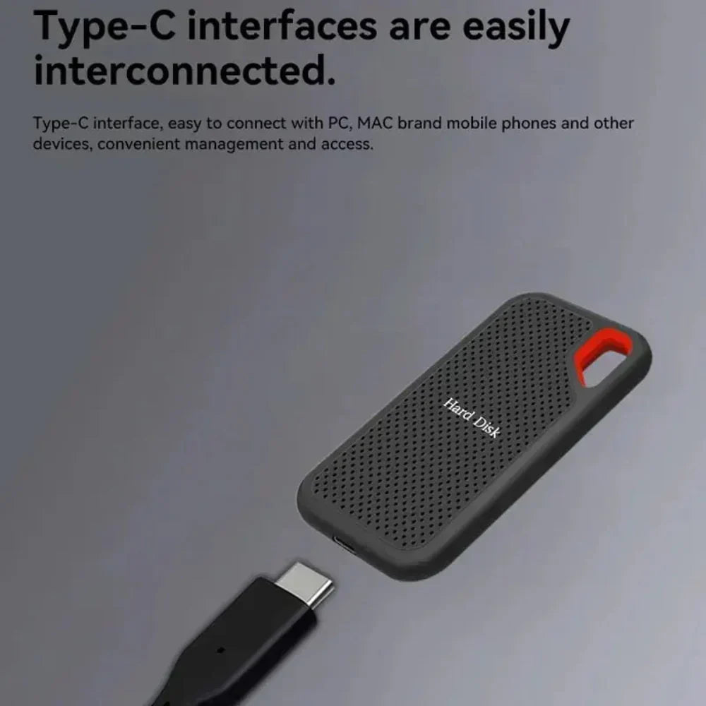 Externe Draagbare SSD Schijf 10x5cm USB 3.2 Type-C Schokbestendig Snelle Datatransfer voor Veilige Opslag | Sansoti