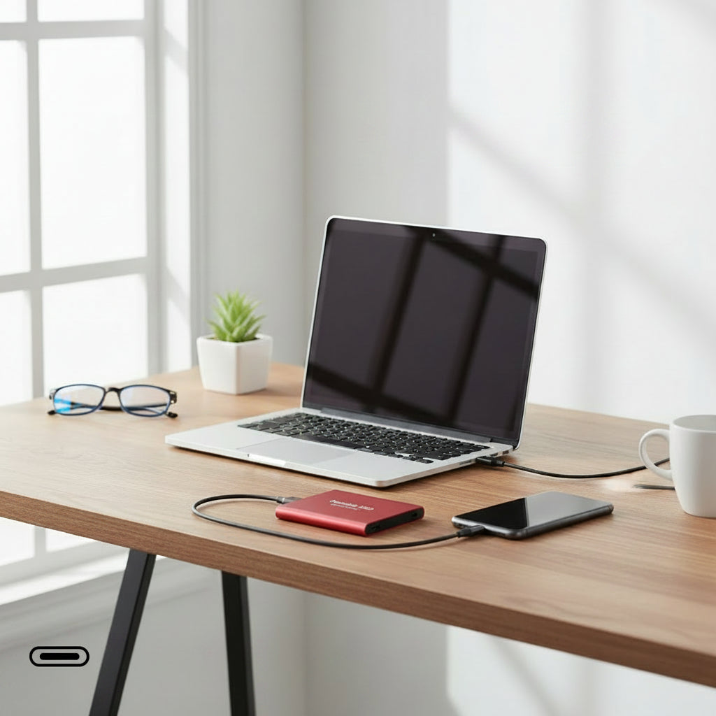 Externe SSD-schijf 128TB - Draagbare Solid State Drive USB-C - Snelle Datatransfer Compact Aluminium | Sansoti
