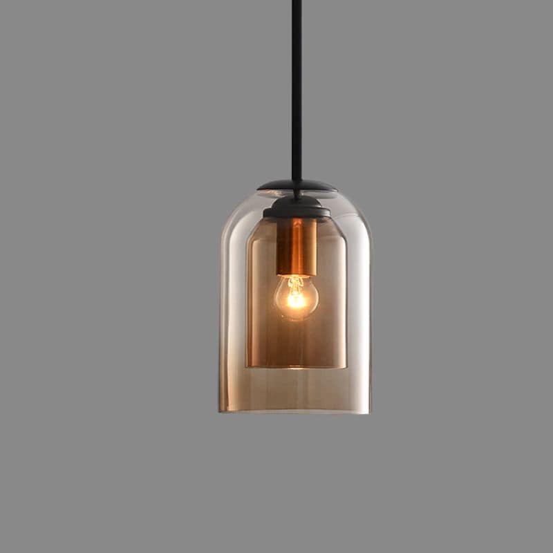 Hanglamp Glas Dubbel E27 Rookglas Amber Vintage Retro Woonkamer Eetkamer Keuken Sfeerverlichting Industrieel Modern | Sansoti