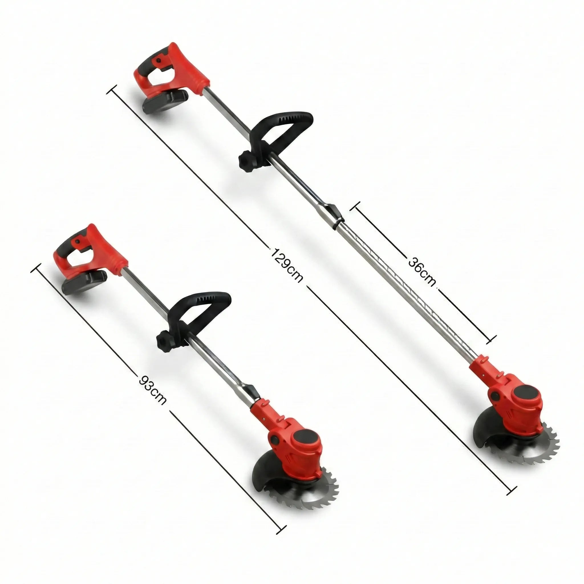 Kabelloser, wiederaufladbarer Rasentrimmer 24 V, 600 W, teleskopierbar 92–122 cm, Metallmesser, Unkrautschneider für den Garten und Rasen | Sansoti