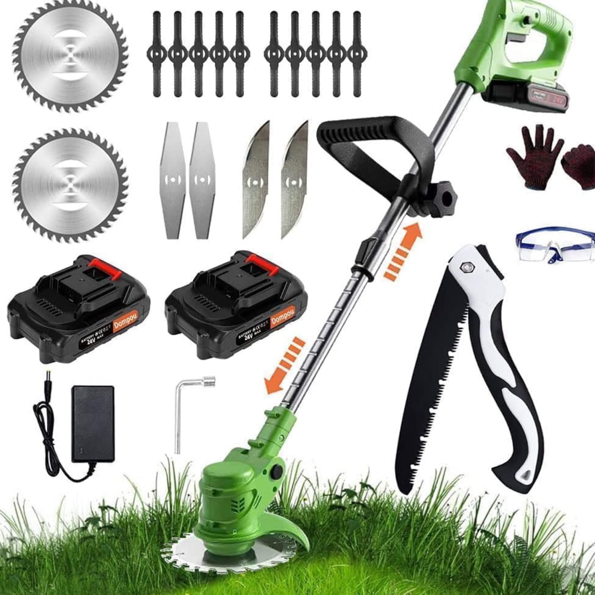 Draadloze Grastrimmer 24V met 4-in-1 Verstelbare Snijkop en Krachtige Accu voor Tuin en Gazononderhoud | Sansoti