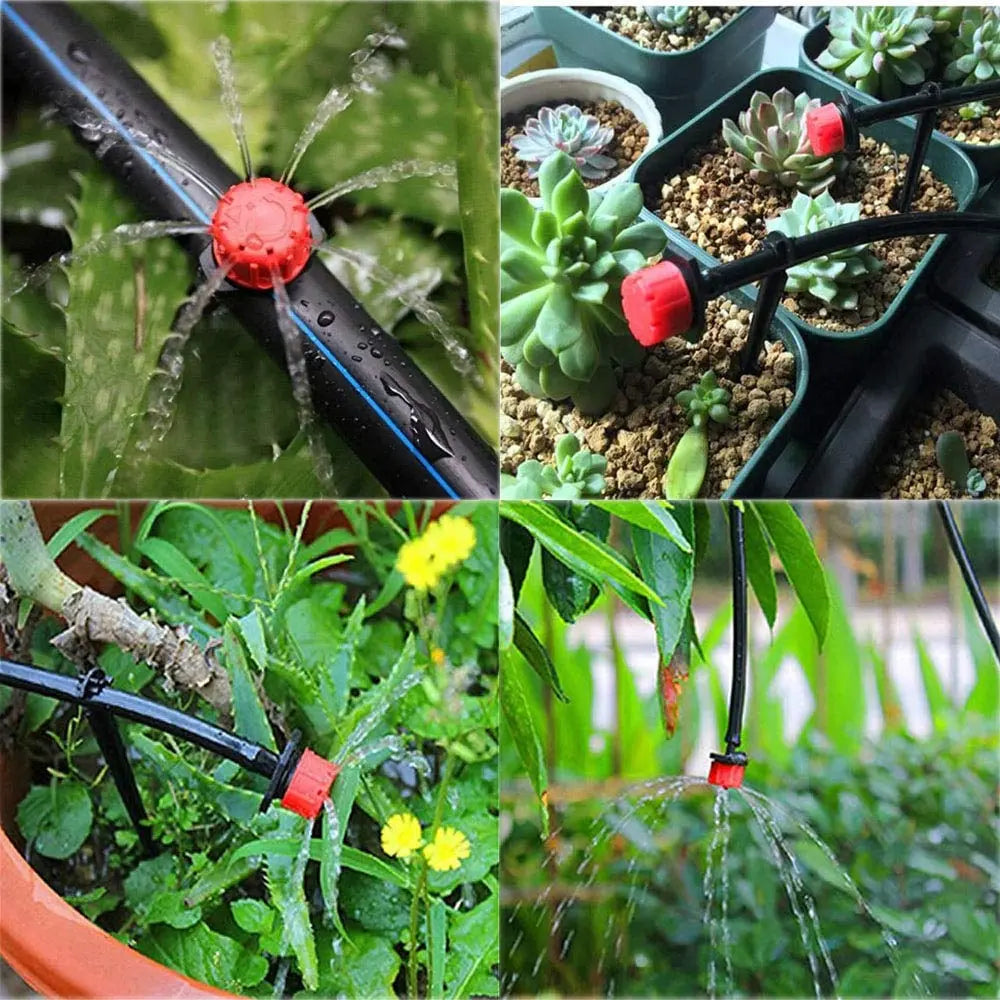 Tropfbewässerungs-Sprühdüsen, 360° drehbar, 50 Stück, automatisch und wassersparend, Gartenbewässerung für Garten und Gemüsegarten | Sansoti