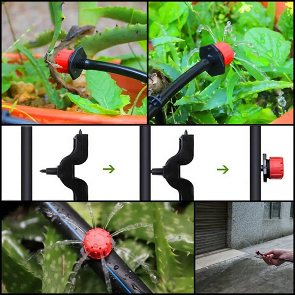 Tropfbewässerungs-Sprühdüsen, 360° drehbar, 50 Stück, automatisch und wassersparend, Gartenbewässerung für Garten und Gemüsegarten | Sansoti