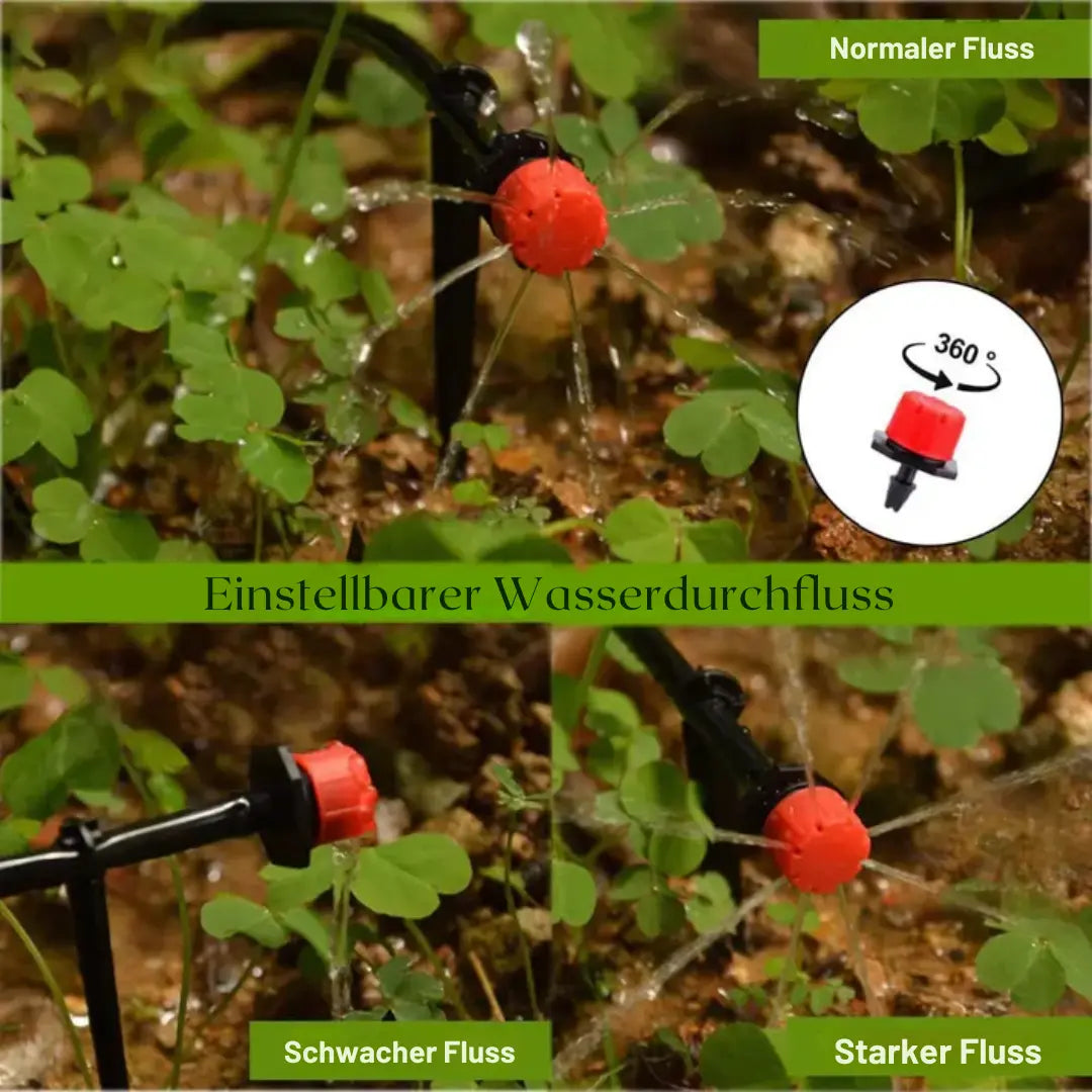 Tropfbewässerungs-Sprühdüsen, 360° drehbar, 50 Stück, automatisch und wassersparend, Gartenbewässerung für Garten und Gemüsegarten | Sansoti