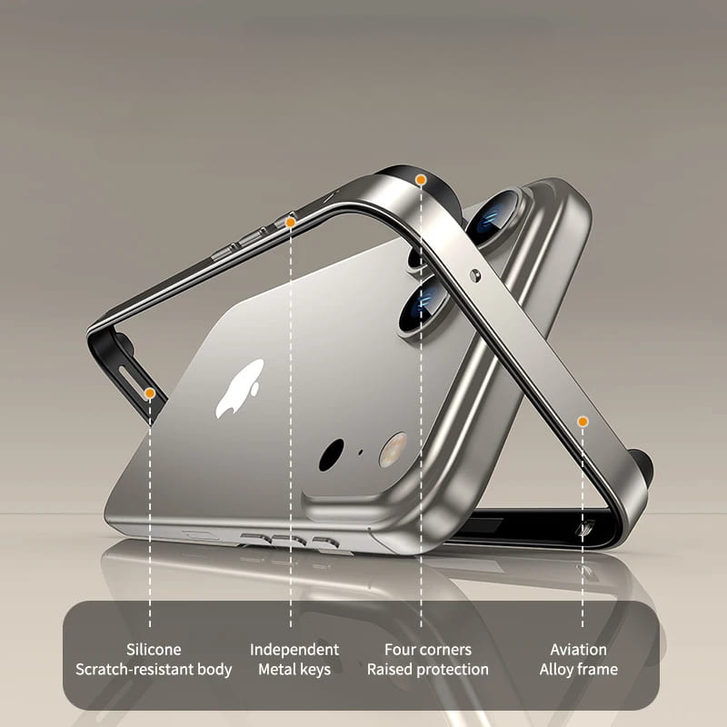 Aluminum Bumper Frame for iPhone Protection Minimalist Design Wireless Charging Compatible Shockproof | Sansoti