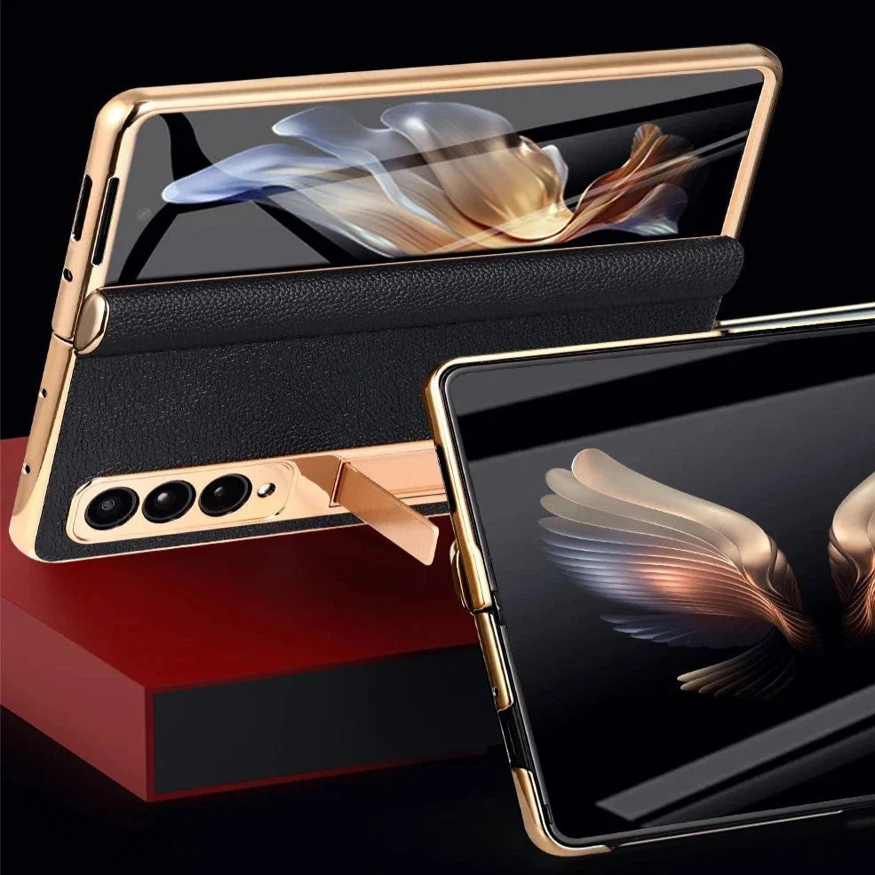 Leren Telefoonhoes met Standaard voor Opvouwbare Telefoons - Beschermend Stijlvol Foldable Cover Accessoire | Sansoti