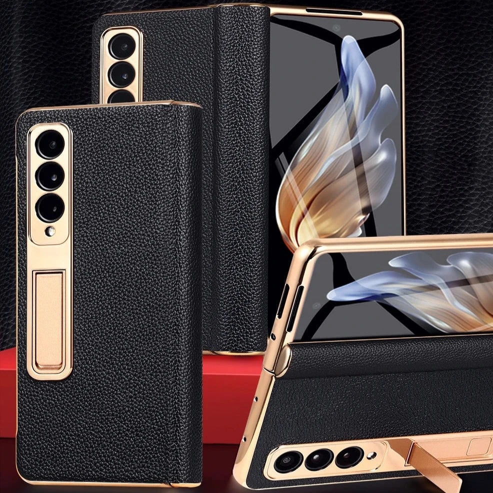 Leren Telefoonhoes met Standaard voor Opvouwbare Telefoons - Beschermend Stijlvol Foldable Cover Accessoire | Sansoti