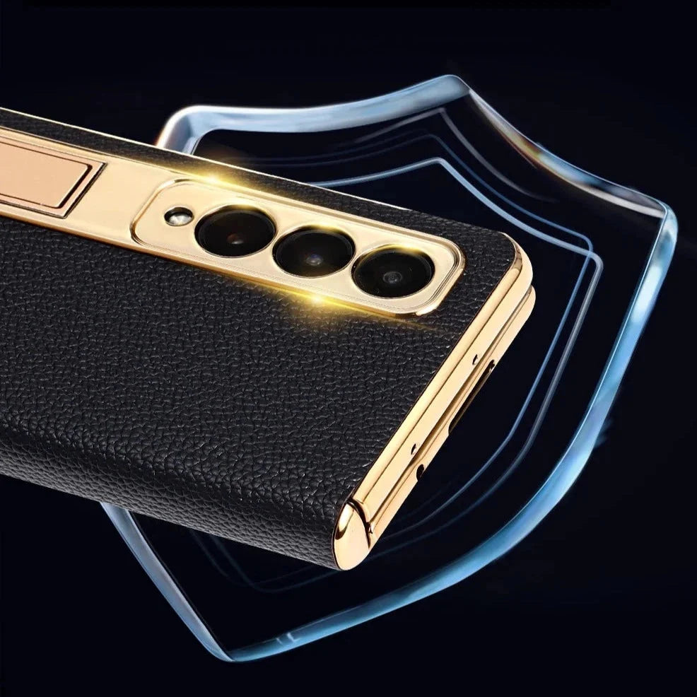 Leren Telefoonhoes met Standaard voor Opvouwbare Telefoons - Beschermend Stijlvol Foldable Cover Accessoire | Sansoti