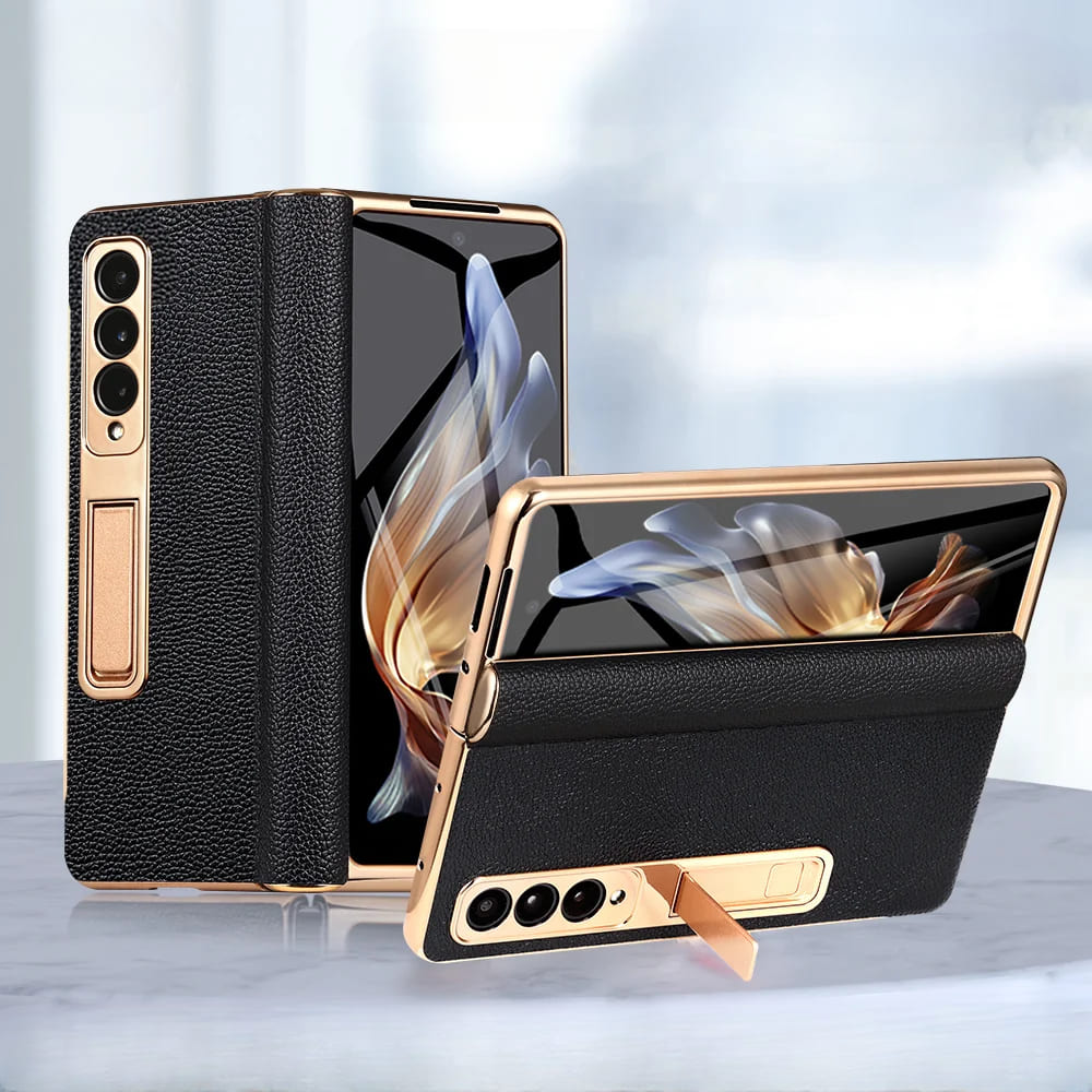 Leren Telefoonhoes met Standaard voor Opvouwbare Telefoons - Beschermend Stijlvol Foldable Cover Accessoire | Sansoti