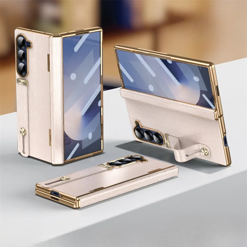 Leren Telefoonhoes met Standaard voor Opvouwbare Telefoons - Beschermend Stijlvol Foldable Cover Accessoire | Sansoti