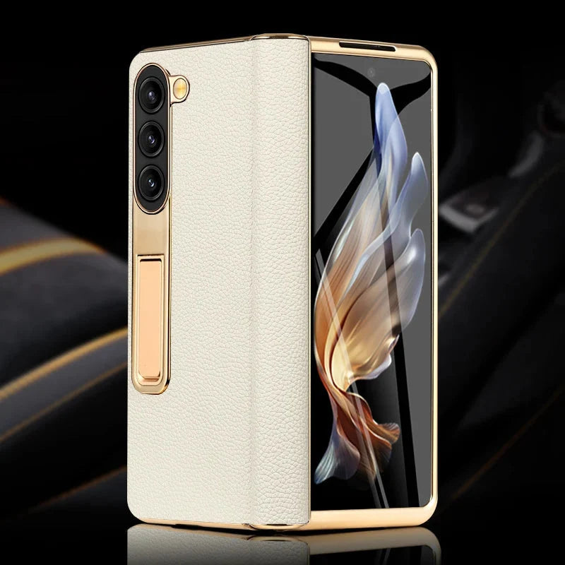 Leren Telefoonhoes met Standaard voor Opvouwbare Telefoons - Beschermend Stijlvol Foldable Cover Accessoire | Sansoti