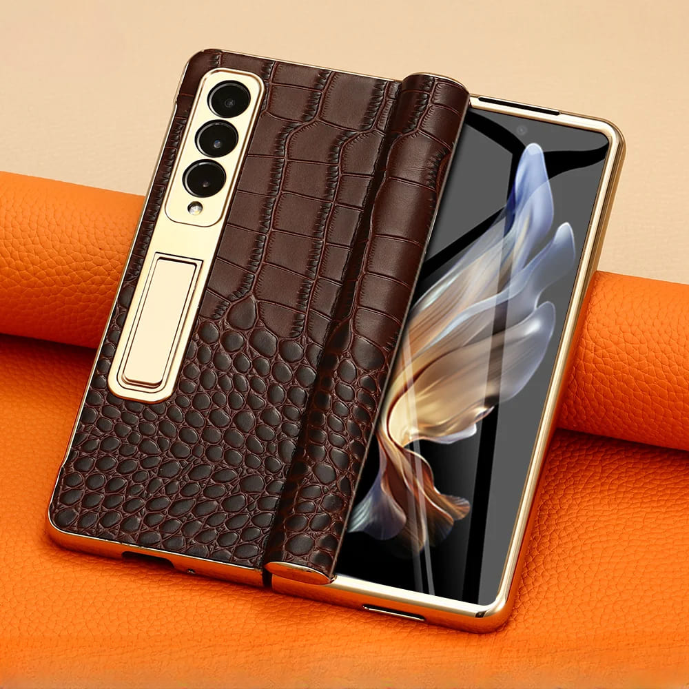 Leren Telefoonhoes met Standaard voor Opvouwbare Telefoons - Beschermend Stijlvol Foldable Cover Accessoire | Sansoti