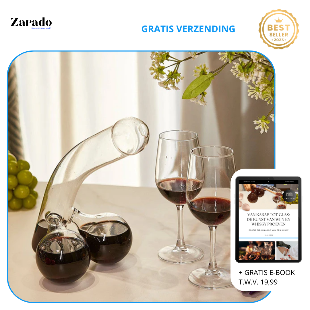 Glazen Karaf 600ml met Speels Design Transparant Bleivrij Glas voor Whisky Wijn | Sansoti