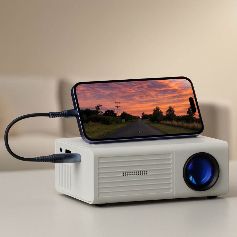Compacte HD-Projector 3000 Lumen LED Thuisbioscoop Mobiel Outdoor Beamer Draagbaar HDMI USB Home Cinema | Sansoti