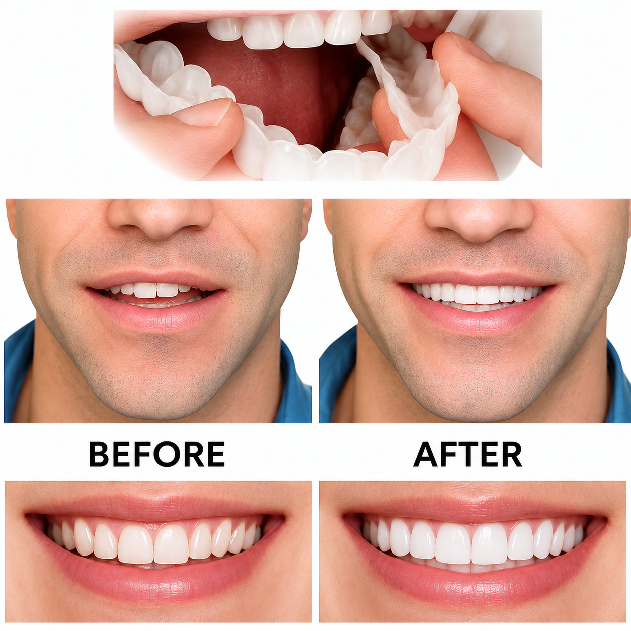 Opzetprothese SnapSmile Instelbare Tandprothese Wit Cosmetisch | Natuurlijk Lachje Zonder Tandarts Flexibele Pasvorm Herbruikbaar | Sansoti