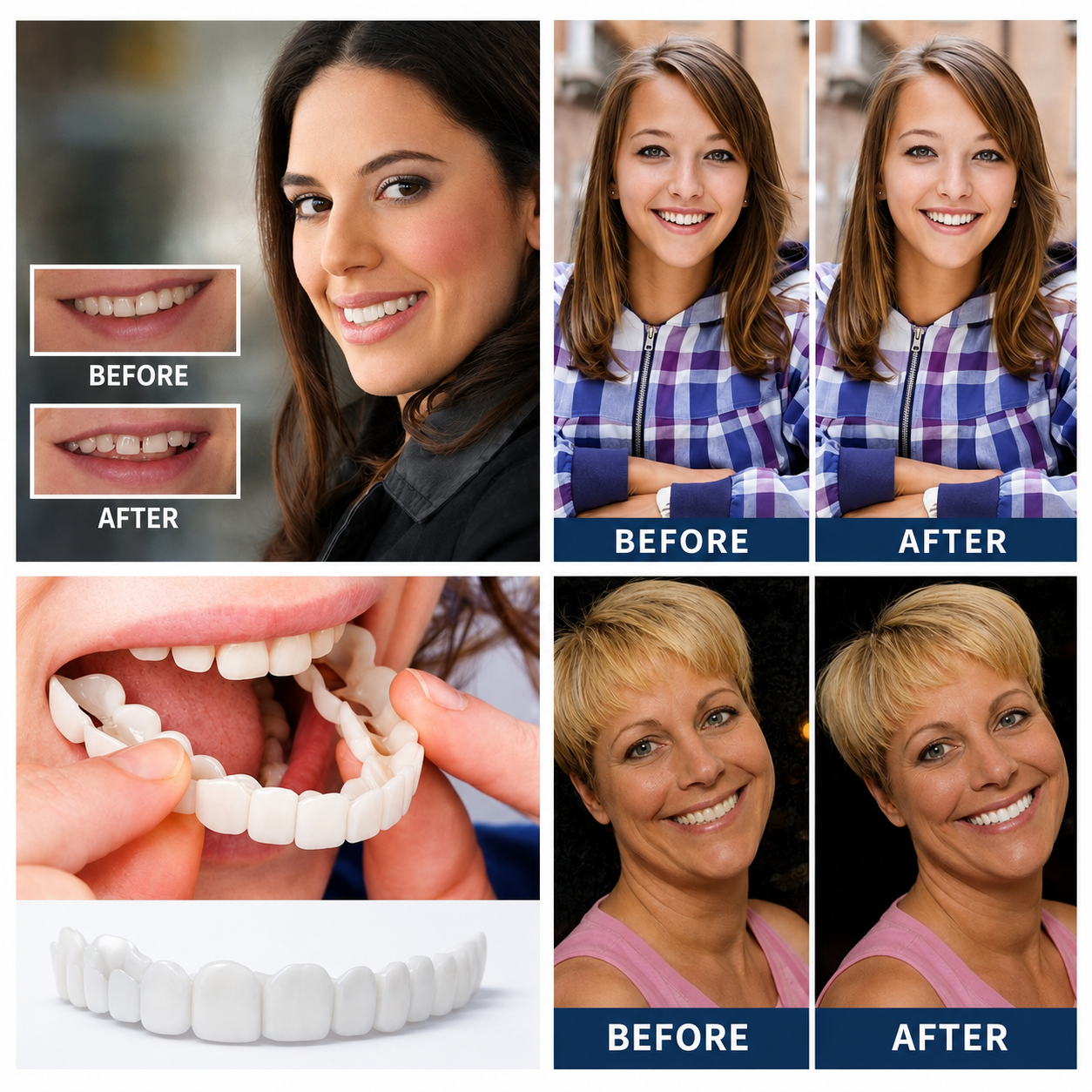 Opzetprothese SnapSmile Instelbare Tandprothese Wit Cosmetisch | Natuurlijk Lachje Zonder Tandarts Flexibele Pasvorm Herbruikbaar | Sansoti