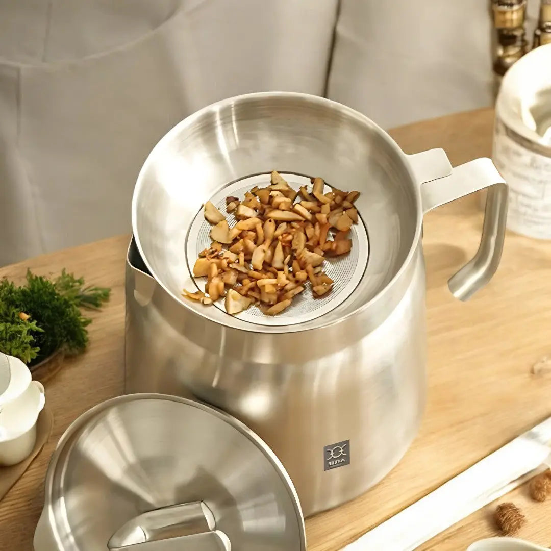 Friteuse Inox Filtre Intégré Réutilisation Huile 2-en-1 Tamis Friture Cuisine | Restfield