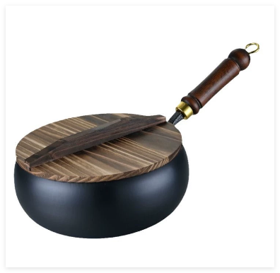 Tiefe Eisenwokpfanne mit Deckel 24cm 26cm 28cm 30cm Antihaft Induktion Gas Keramik Elektro Wok Pfanne Gusseisen Kochen | Restfield