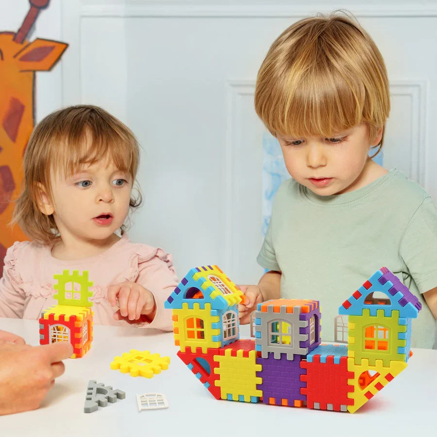 Houten Constructieblokken Set voor Kinderen 3+ Jaar Creatief Bouwen Leren Fijnmotoriek Speelgoed Educatief | Sansoti