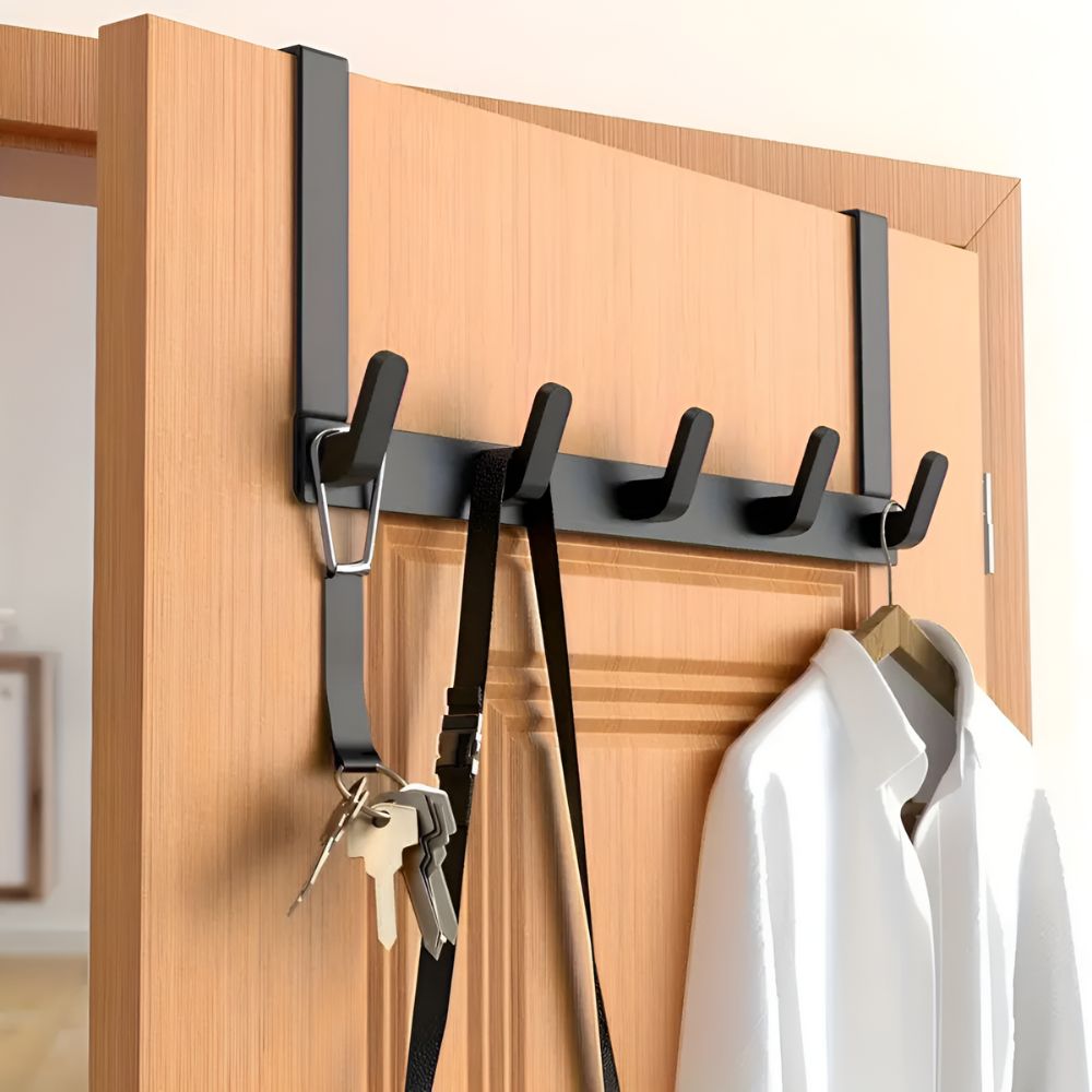 Deurkapstok met 5 Haken Roestvrij Staal Ophangsysteem voor Kleding | Sansoti