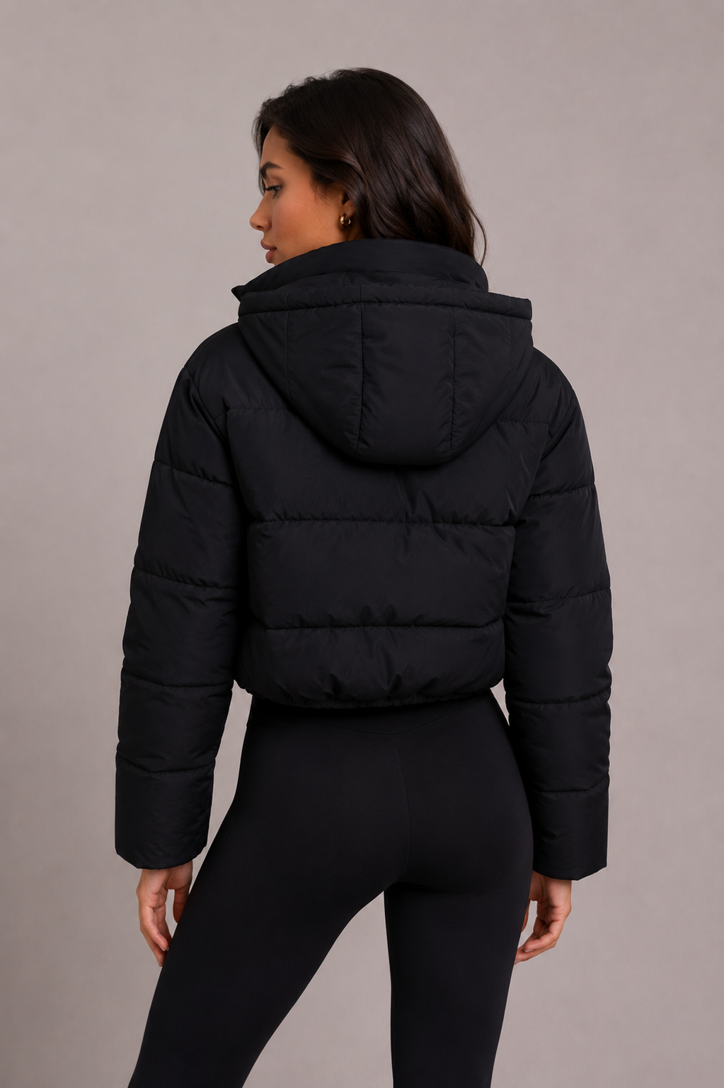 Gesteppte Damen-Bomberjacke mit Kapuze, kurz geschnitten, für den Alltag, lässige Winterjacke, warm und bequem | Sansoti