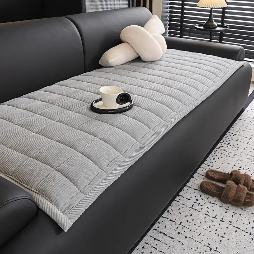 Quilted Bankhoes Mat – Zachte Ribfluweel met Antislip Achterkant, Bescherming tegen Krassen, Machinewasbaar, Meerdere Maten | Sansoti