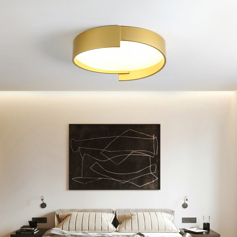 Double LED Ceiling Light, Round Metal Finish, Modern Dimmable Lighting, White, Gray, Green, Gold, Living Room | Sansoti