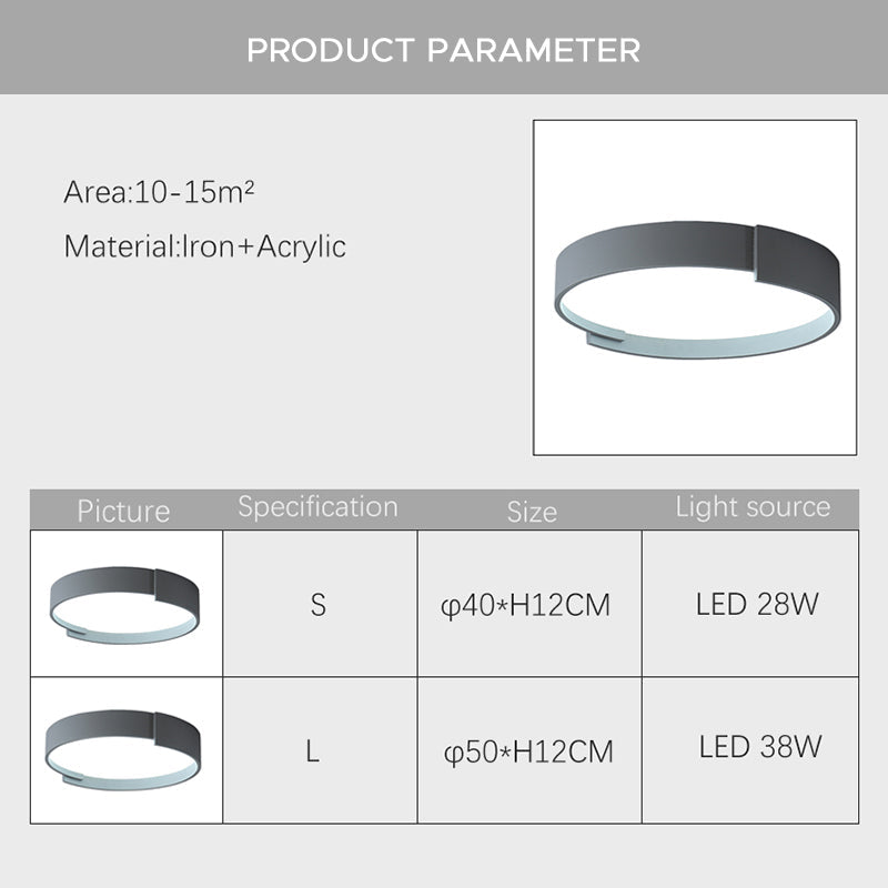 Double LED Ceiling Light, Round Metal Finish, Modern Dimmable Lighting, White, Gray, Green, Gold, Living Room | Sansoti